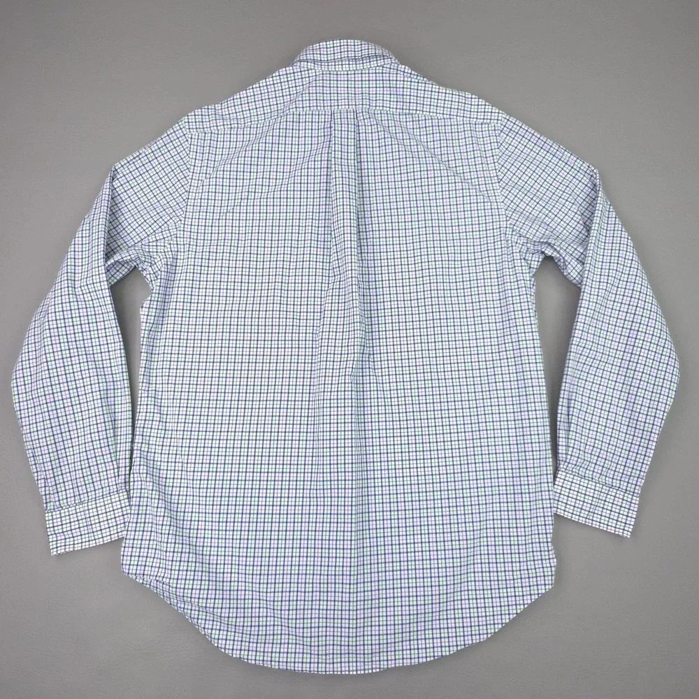 Ralph Lauren Shirt Mens Large Blue Green Check Long Sleeve Button Down Cotton